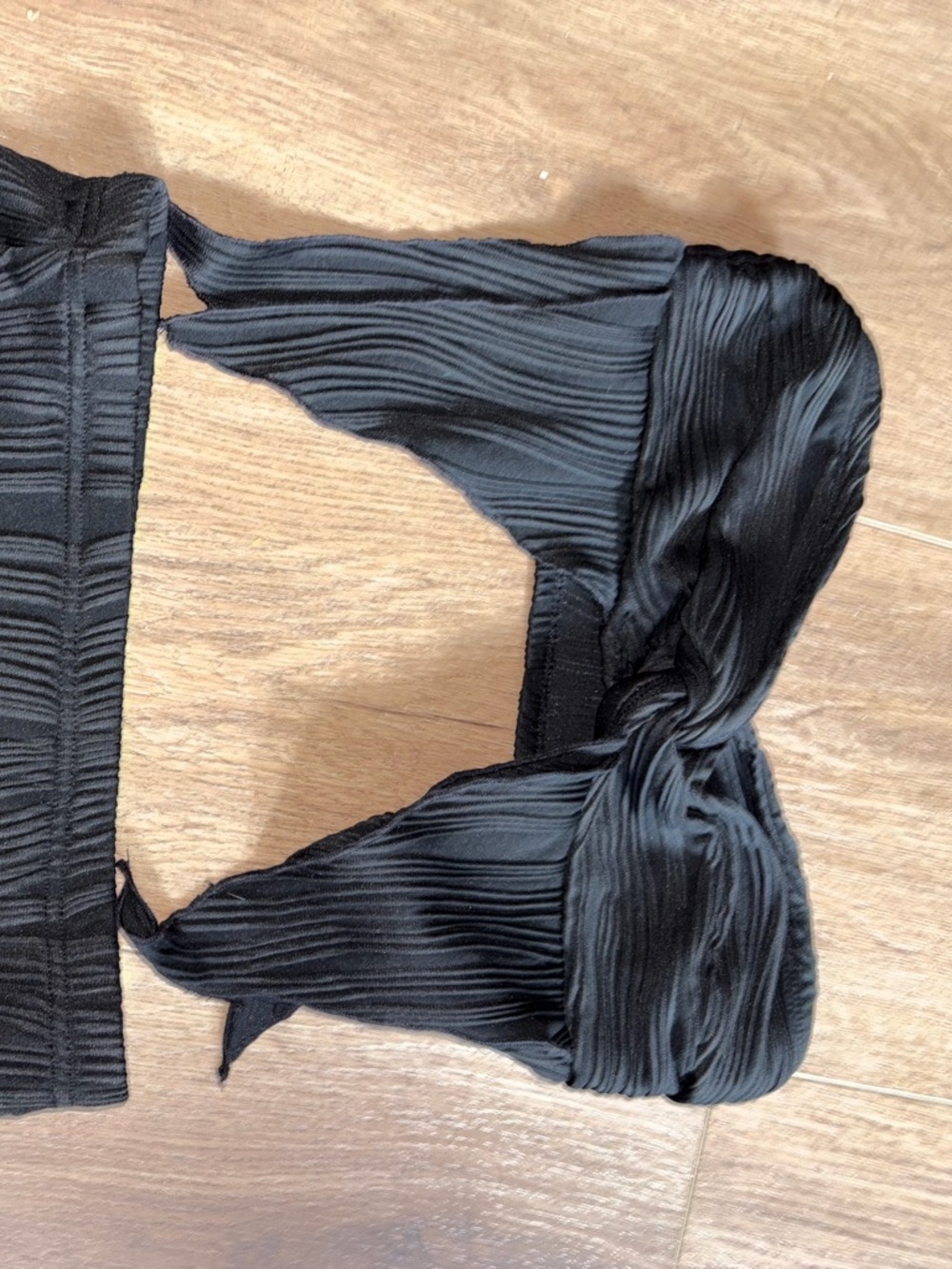 Black Pleated Crop Top and skirt set